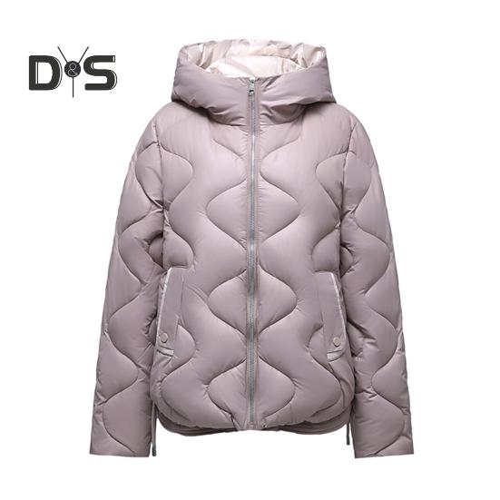 Жіноче зимове пухове пальто з м’якою вітрозахисною курткою з капюшоном і довгими рукавами, вільні потовщені кишені, суцільне кольорове бавовняне пальто для захисту шиї на блискавці.