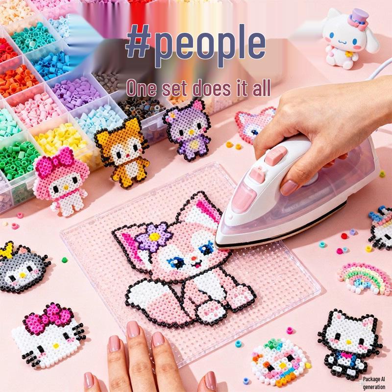 Pin Dou Dou DIY Fusion Bead Set: Complete Kit with Tools & Materials for Children s Educational Play Black refill beads [approx. 1000 beads]