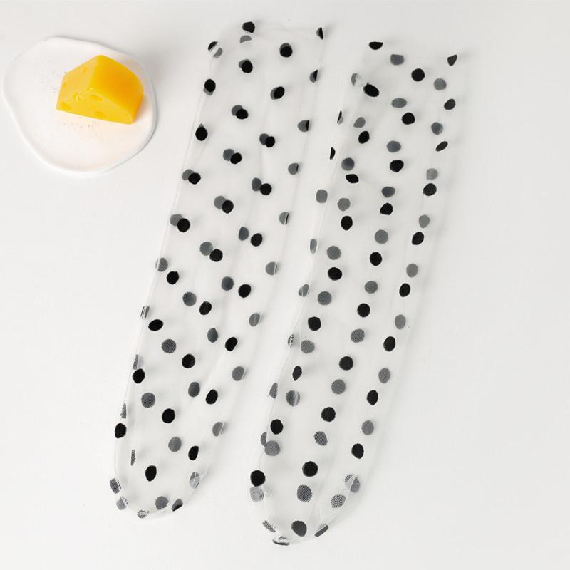 Calze di seta senza tallone genitore-figlio ins personalità a pois Sexy Pizzo Rete Calzini Trasparenti Elasticità Stretch Rete Filato Sottili Donne