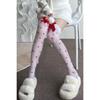 Mu Ruan Christmas Sweetheart Love Pattern Red Bow Knee-High Stockings