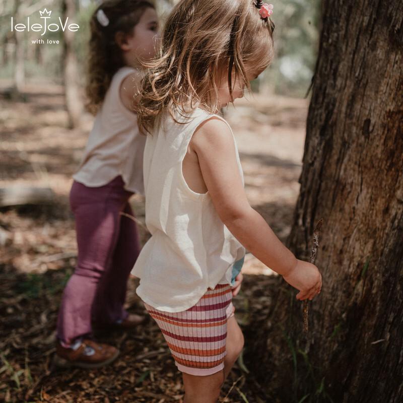 LELE JOVE Girls Summer Color Block Stripe Pants 90
