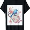 Eastern Blue Bird On  Pink Cherry Blossom Branch T-Shirt