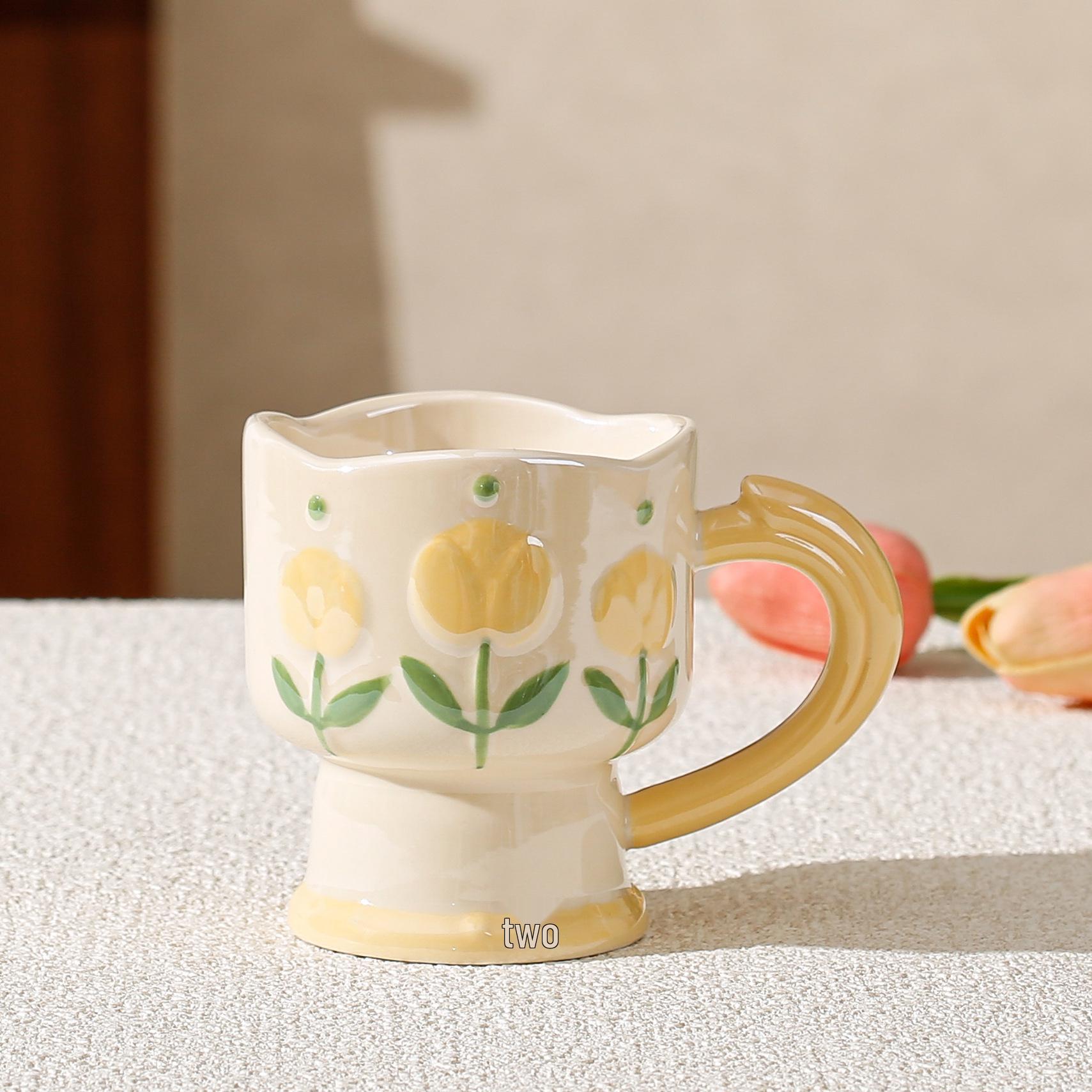 

Hand-Painted Tulip Ceramic Mug: Bridesmaid Gift & Party Favor 300ML