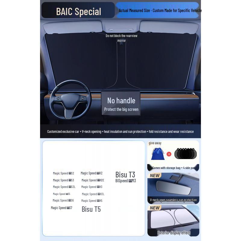 Car Sun Visor Sunshade for Small Windows - Heat Insulation Curtain for Interior Windshield