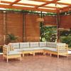 Day and Night - Day and Night Garden Furniture 7 Pieces and Cushions Solid Cream Pine Wood