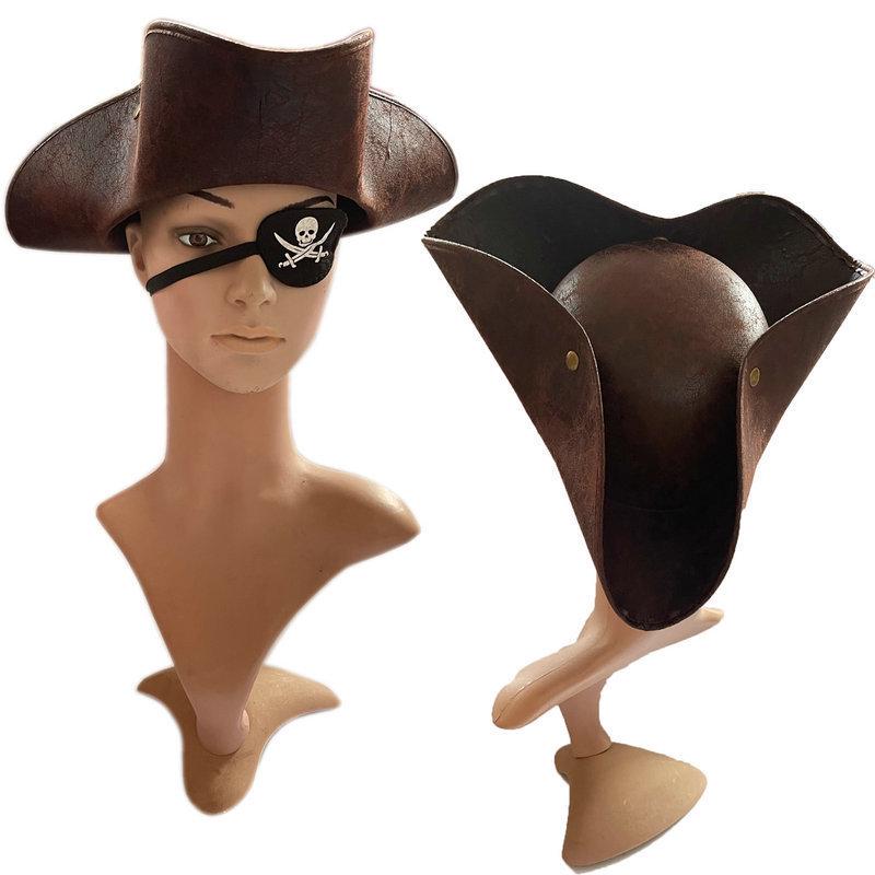 Leather Strap Skull Pirate Hat - Halloween & Role-Playing Gift