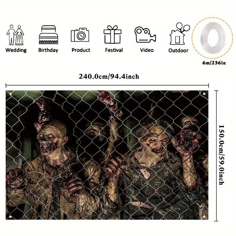 VIKAMA Halloween Zombie Horror Party Background Wall Tapestry Home Decoration Suitable For Both Indoor And Outdoor Use