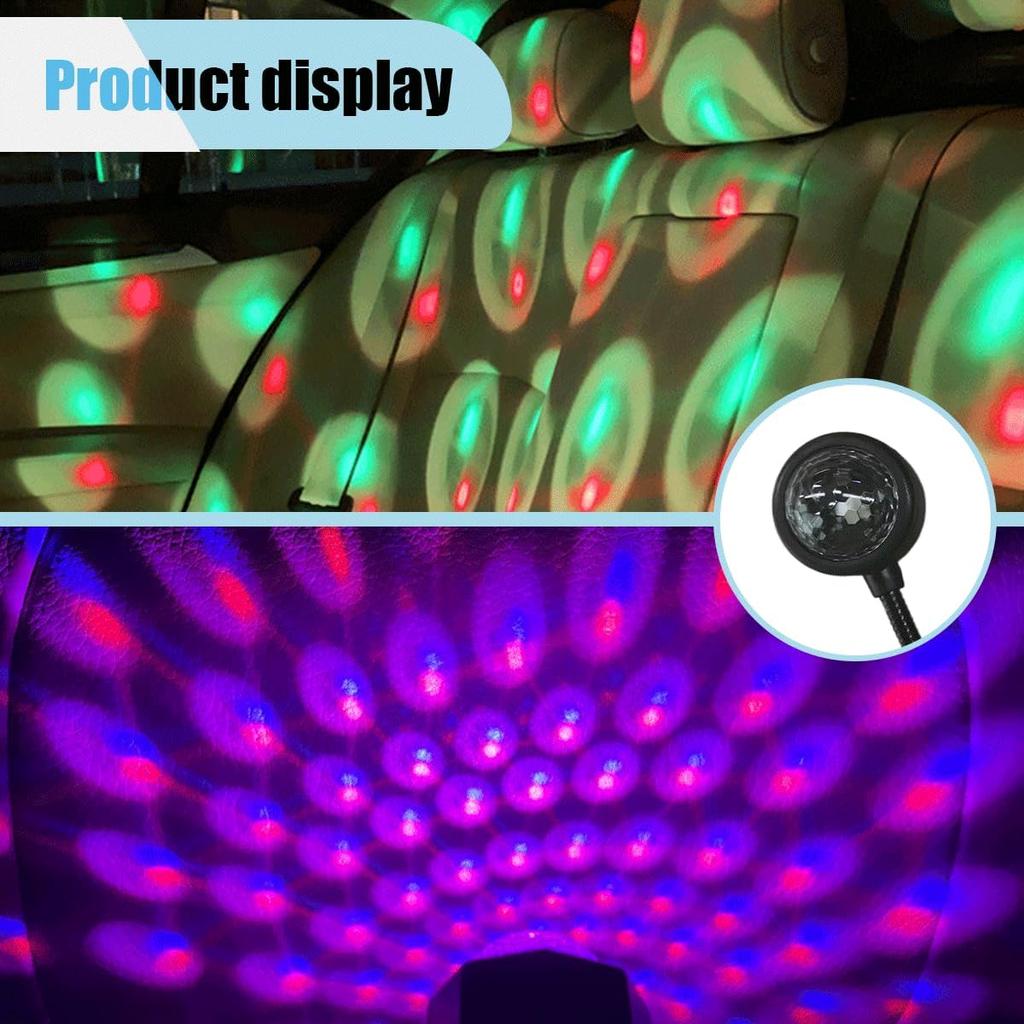 USB Car Roof Star Projector Night Light, Adjustable Car Interior Atmosphere Lamp Star Lights with 9 Modes, Portable Sound Activated LED Ambient Light