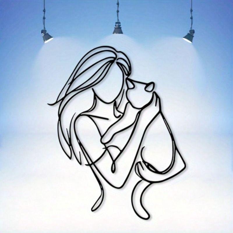 Retro Black Steel Wall Art Cat Interior Decor