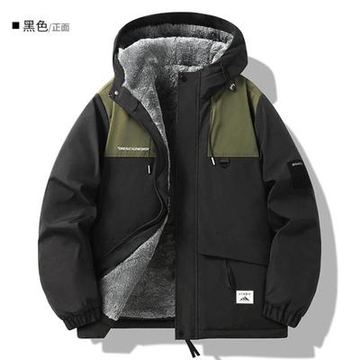 Outdoor-Jacken für Herren im Herbst Winter Plus Samt und Verdickt Locker Baumwollmäntel für Wasserdichte Arbeitskleidung Warm