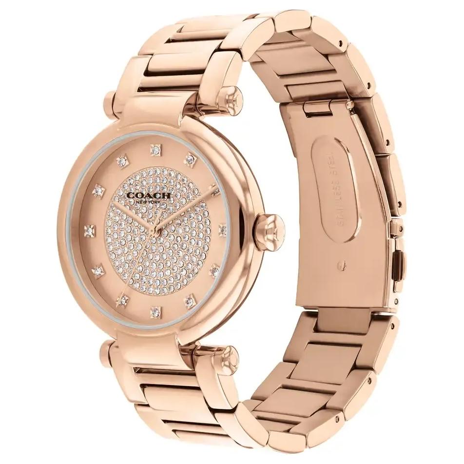 Coach Cary Quartz Watch Stainless Steel Strap 39Mm Rose Gold Dial 30M Water Resistant Women Watches 14504254