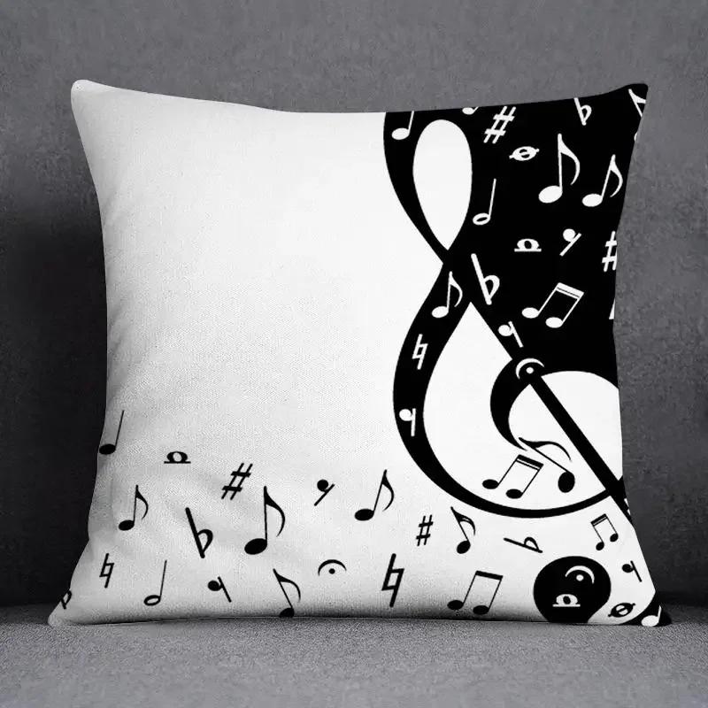 Musical Note Guitar Series Pattern Home Decoration Pillow Case Square Office Cushion Cover