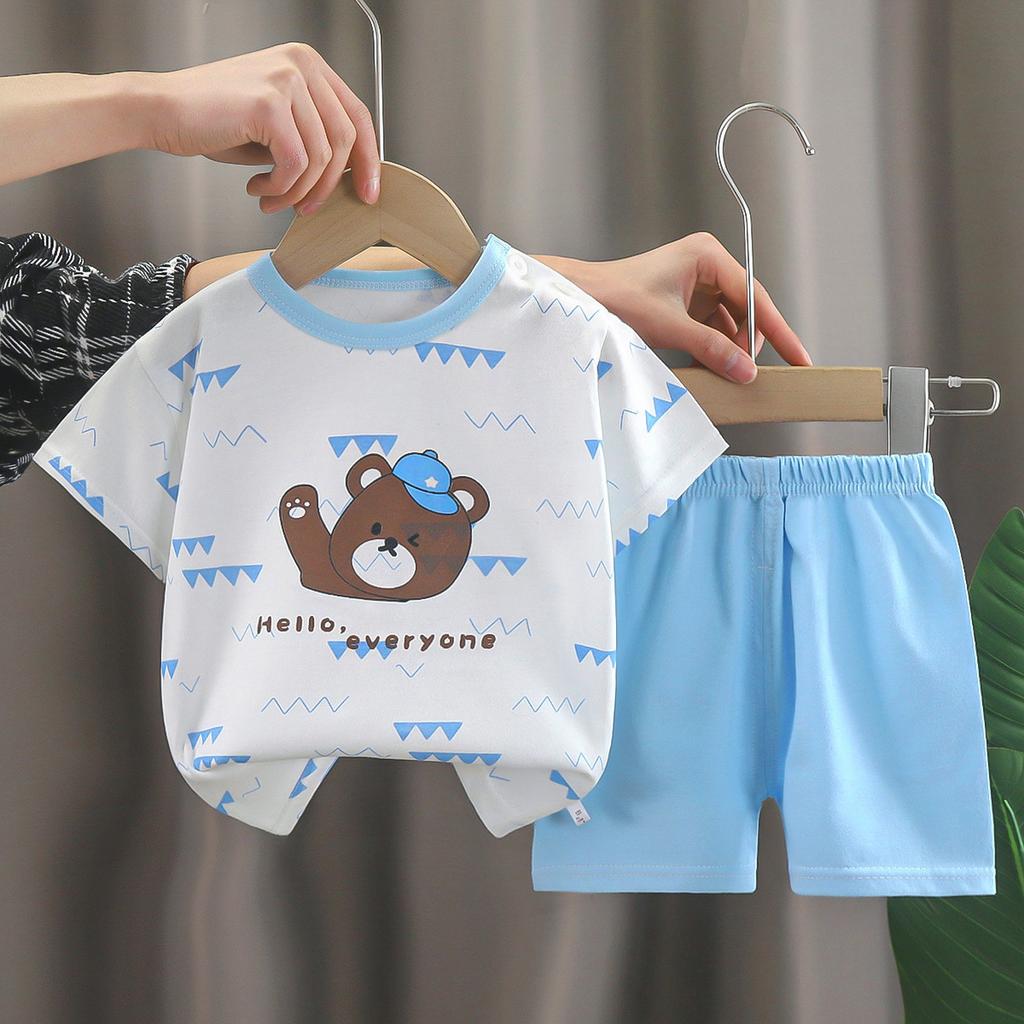 Children's Cotton Short-sleeved Set - Summer Girls' And Boys' Sports T-shirts And Shorts Set