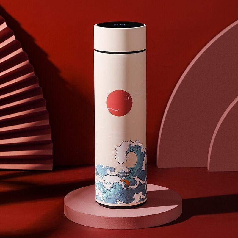 Vakuum Glaskolben Im Chinesischen Stil Mit Temperatur Display Retro Smart Isolierte Wasser Flaschen 304 Edelstahl