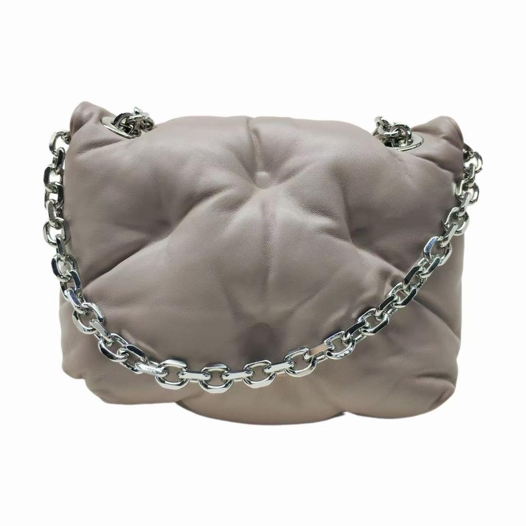 Maison Margiela Chain Strap Logo Patch Leather Shoulder Crossbody Bag Women Bags Gray S56WG0181P4300T4315