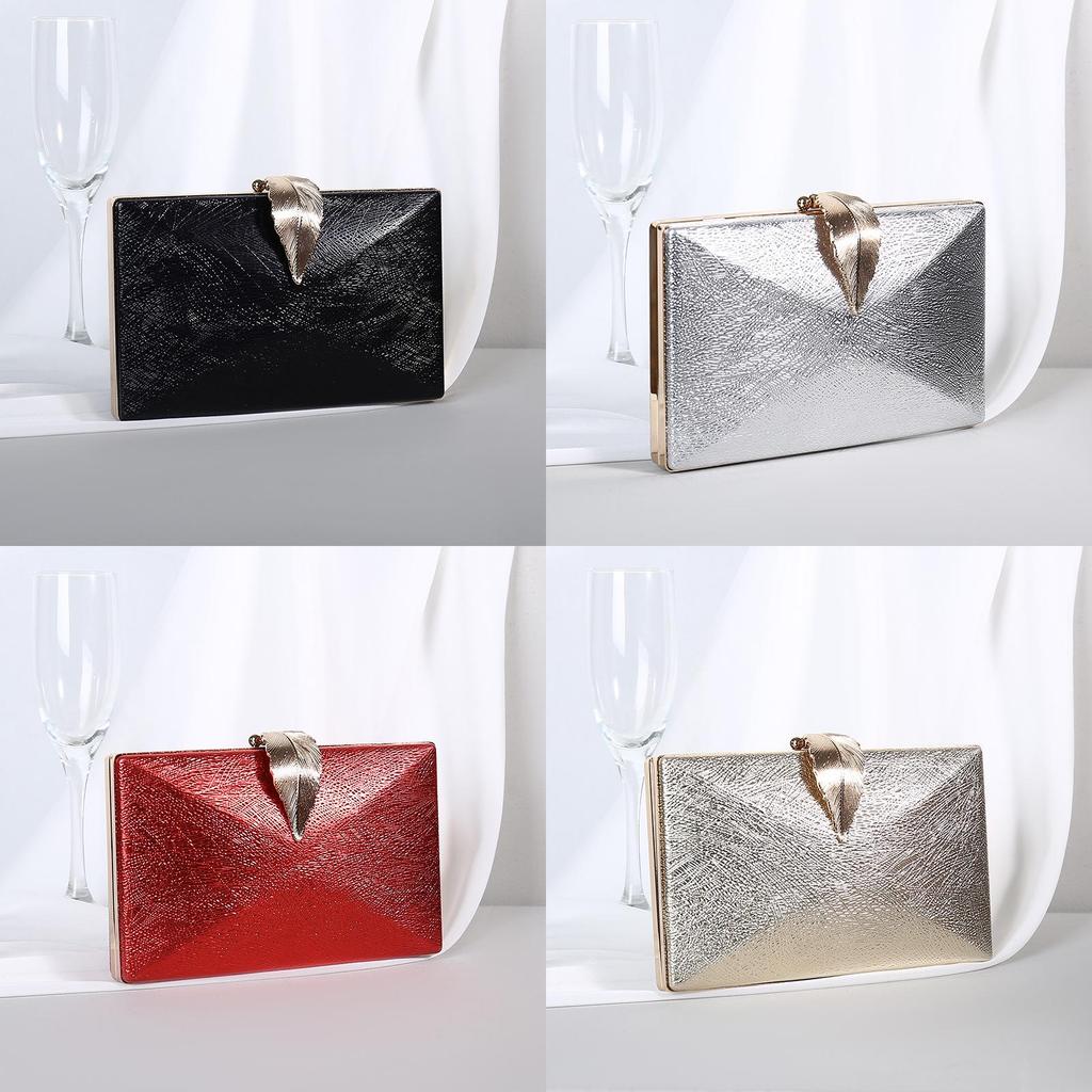 Pochette da sera minimalista in PU e Metallo a Foglia con Tasca per Telefono per Feste Formali