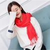 Imitation cashmere club gift print lgo embroidery solid color double-sided velvet big red scarf women's shawl fashion