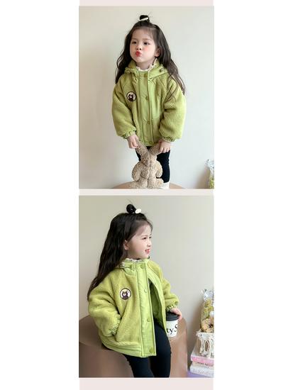 Girls' Quilted Fleece-Lined Winter Cotton Jacket - Trendy Children's Fashion Coat.