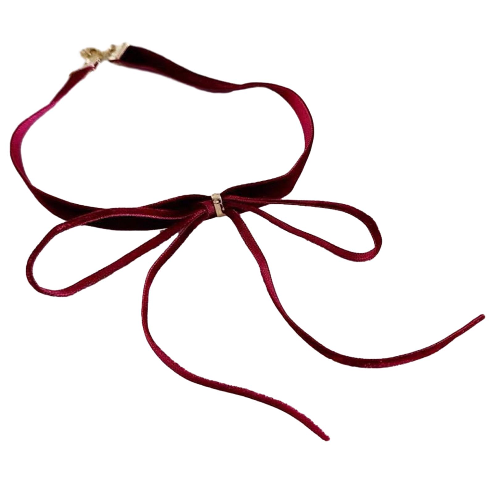 

Elegant Bowknot Pendant Choker Necklace Weave Knotted Bows Collarbone Chain Adjustable Velvets Chain Jewelry Accessory красный