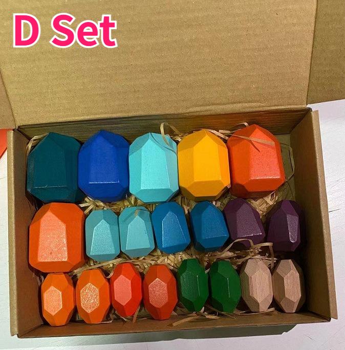 20pcs Wooden Stacked Balance Stones Wood Stackable Stone Tower Building Blocks Birthday Party Games Gifts for Kid and Home Decor