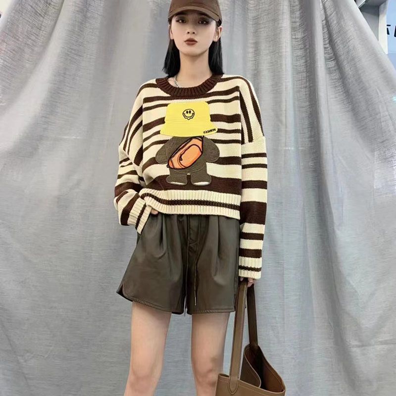 

Пуловер, женский осенне-зимний новый вязаный свитер, женский свободный маленький пуловер с напуском, свитер с длинными рукавами, женский топ