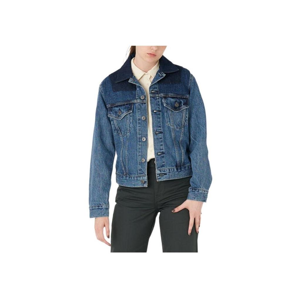Levis FW22 Color Block Lapel Single-Breasted Casual Denim Jacket Women jackets Blue A0324-0005