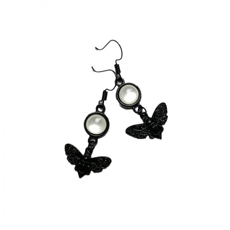 Gothic Black Moth Earrings for Halloween Gift