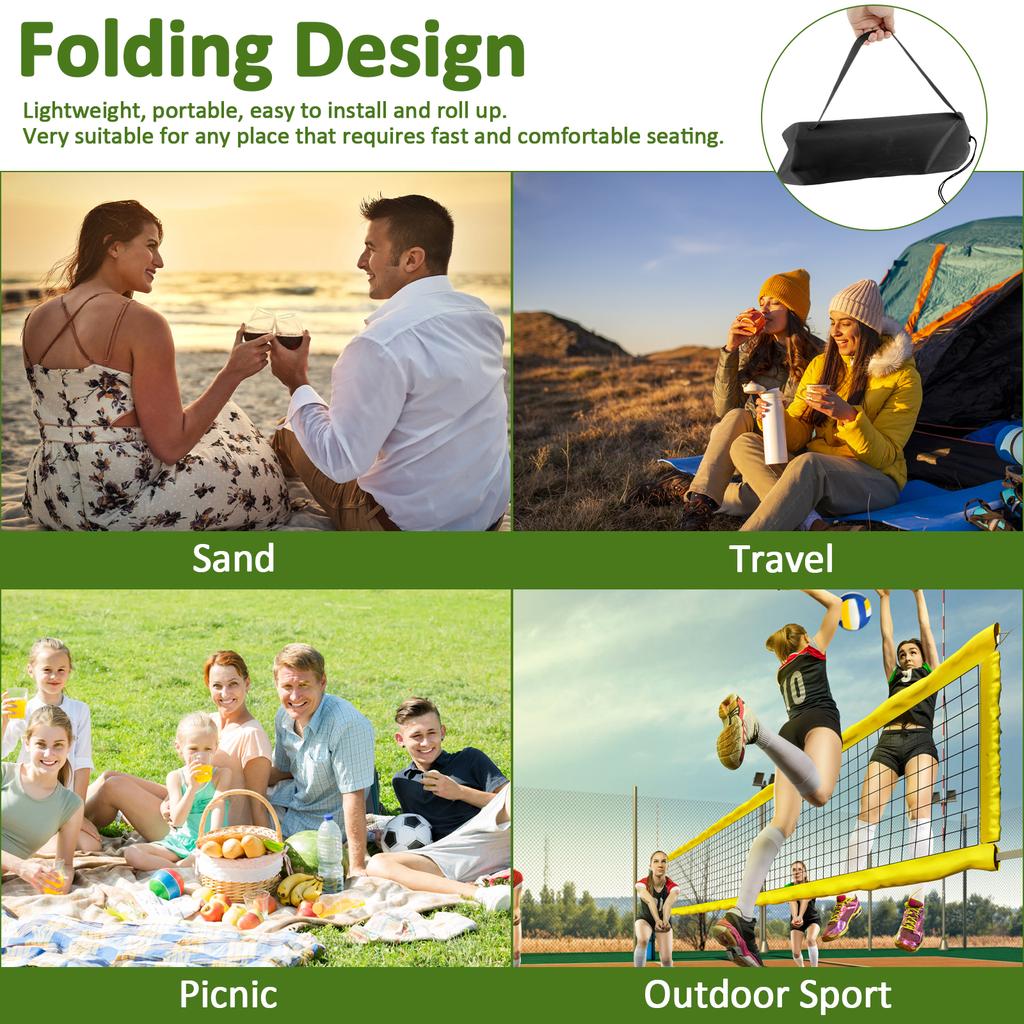 Portable Foldable Camping Chair Outdoor Garden Single Lazy Chair Backrest Cushion Picnic Folding Back Chair with Storage Bag