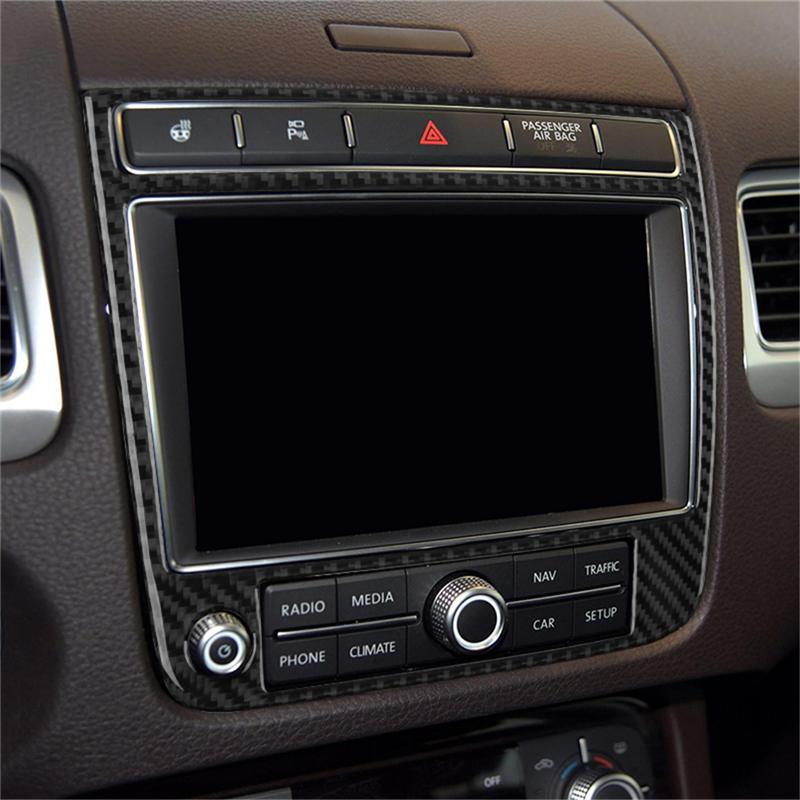 For Volkswagen VW Touareg 2011-2015 Car Carbon Fiber Sticker Version LHD Gear Shift Panel Interior Center control panel door