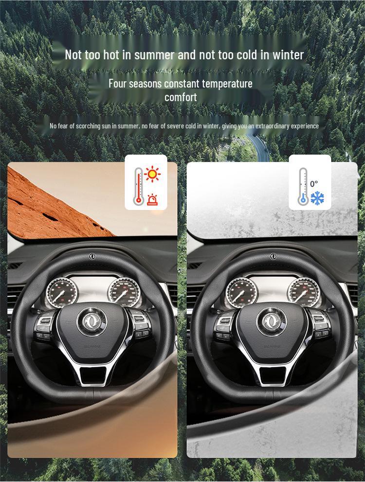 Genuine Leather Steering Wheel Cover for Dongfeng Fengxing S500 - Ultra-thin, Sweat-absorbent, Non-slip, Four Seasons Universal Fit