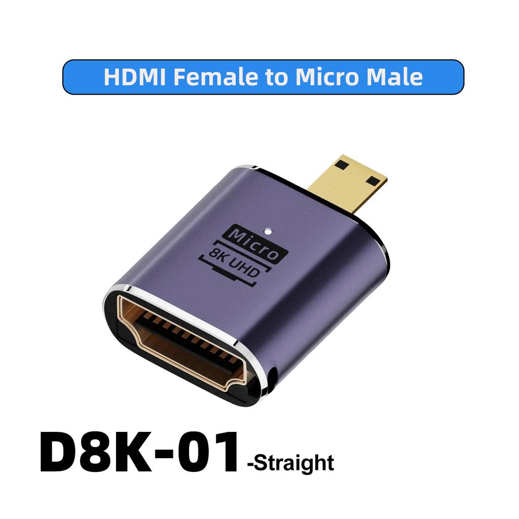 HDMI2.1 Cable Adapter mini micro hdmi to HDMI 2.1 Converter 48Gpbs 8K60HZ 4K120HZ for HDTV Projector PS4 PS5 Laptop PC