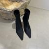 2025 autumn and winter pointed thin heel elastic boots Internet celebrity thin boots medium tube Martin boots matte high heel commuter short boots