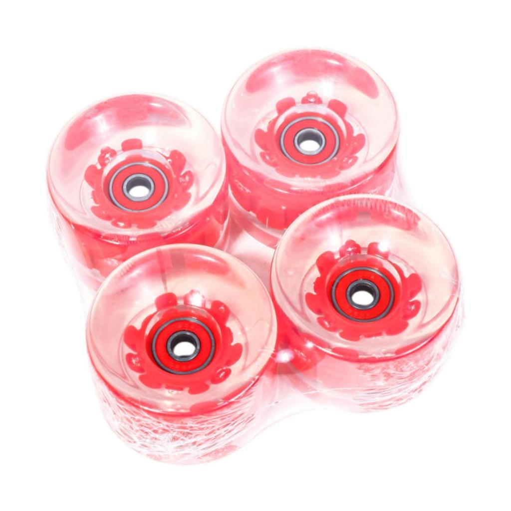 4x Skateboard Wheels with Abec-9 608RS Bearings Repair Parts Clear PU Luminous Smooth Flash Light Up Longboard Wheels Rollers