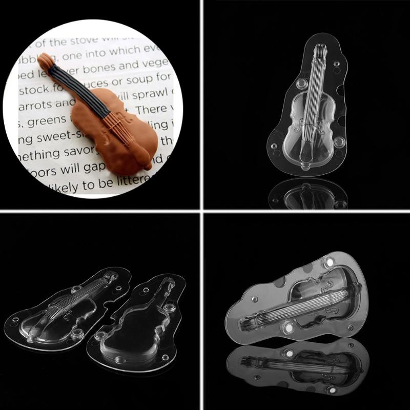 Decorating Craft Polycarbonate Violin Shape Mold Fondant Cake 3D Chocolate Mould Guitar