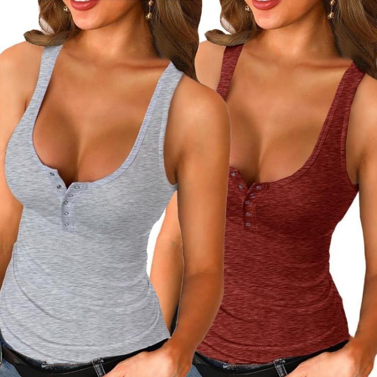 Summer Off Shoulder Casual V-neck Button Up Shirts Solid Color Tops 5 Colors Available