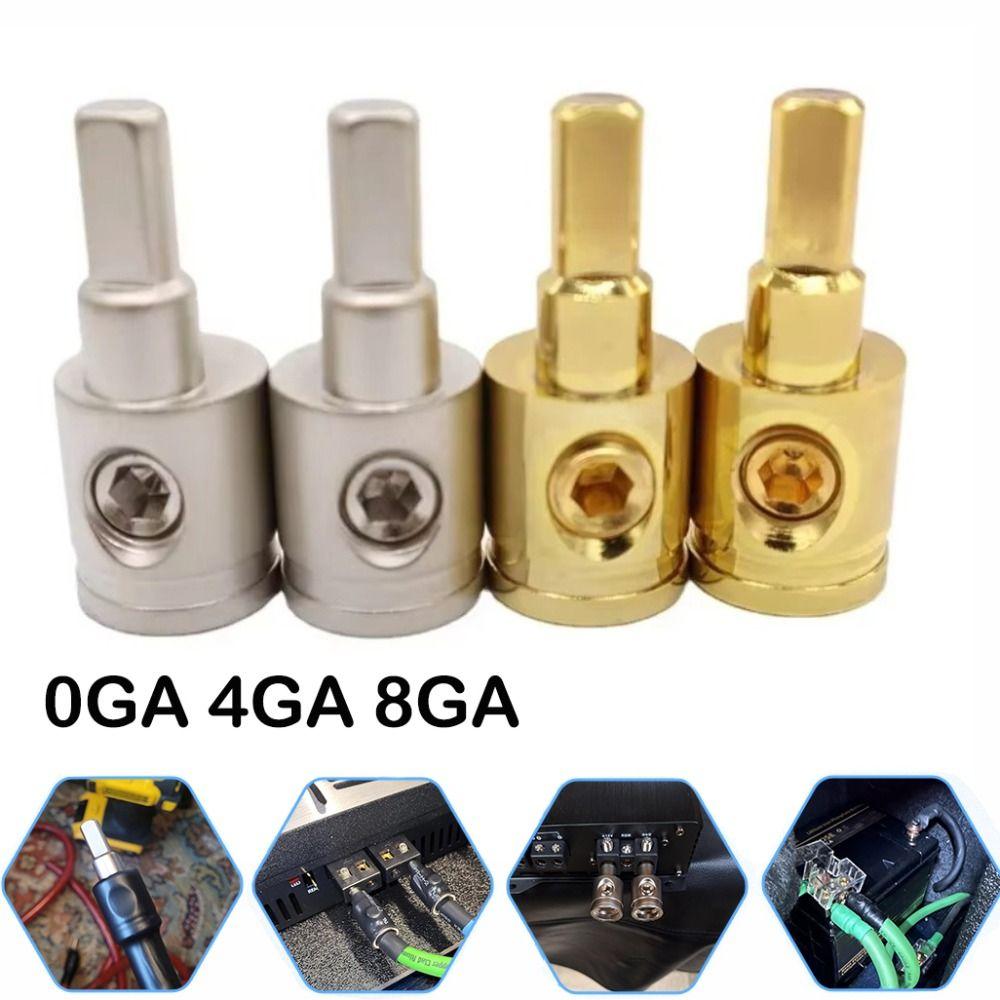 New Pure Copper Car Audio Connector 0GA 4GA 8GA Gold Silver Audio Amp Input Adapter Car Audio Modified Connector