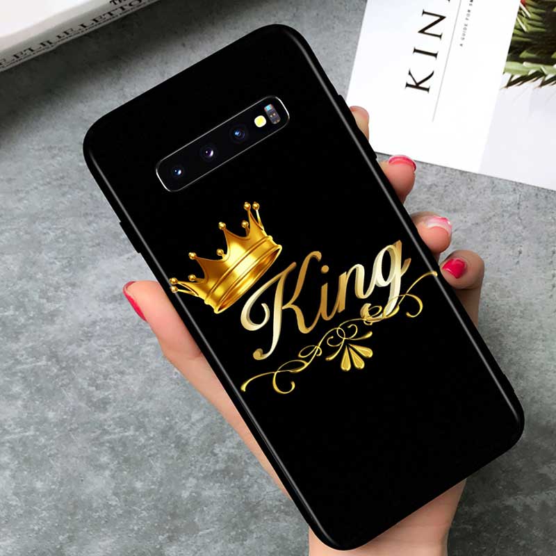 Чехол для телефона King Queen Couples для Samsung Galaxy Note 20 S20 FE Lite Ultra 10 9 8 Pro S10E S10 5G S9 S8 S7 S6 Plus Black