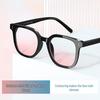 Blush Women's Black Eyeglass Frames with Gradient Pink Anti-Blue Light Lenses and Myopia Prescription.