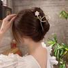 Fermaglio per capelli in metallo da donna, elegante fermaglio per capelli con fiori dorati, granchio