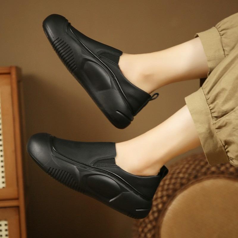 Fashion 2024 Spring and Autumn New Round Head Colored Outwear Fashion Women's Flat Shoes Comfortable Thick Sole Single Shoes Women