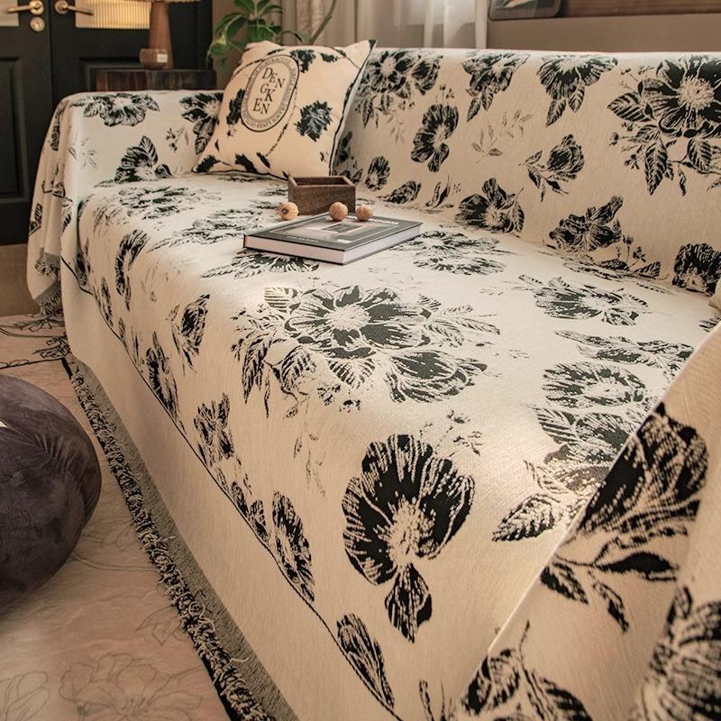 Französischer Retro-Sofabezug für alle Jahreszeiten, Sofadecke mit vollem Bezug, leichter Luxus und High-End-Gefühl, waschbares, staubdichtes Sofatuch