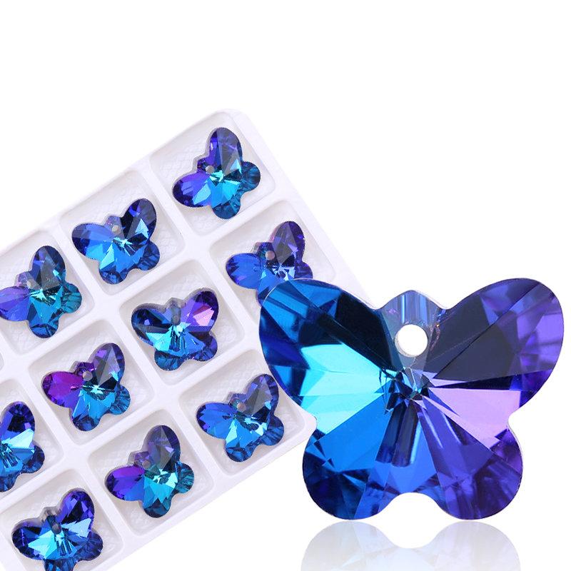 

14mm 6754 Butterfly Pendant Beads Glass Butterfly Charms Gems Crystal for Women Jewelery Making Earring Necklace DIY 12pcs/lot фиолетовый