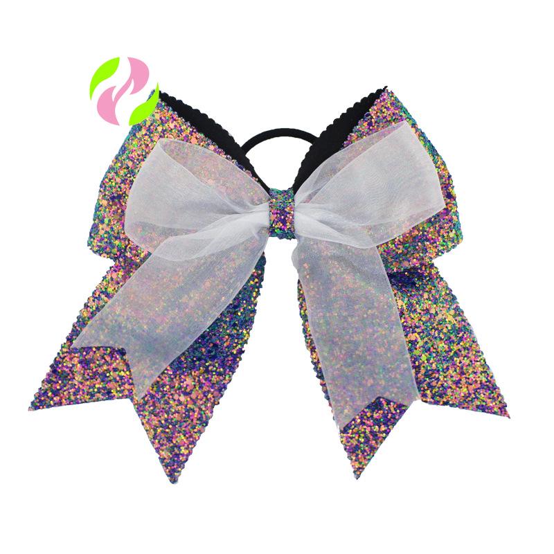 

Sequin Swallowtail Bow Hair Tie - Cheerleader Headdress with Colorful Bow 8-inch
