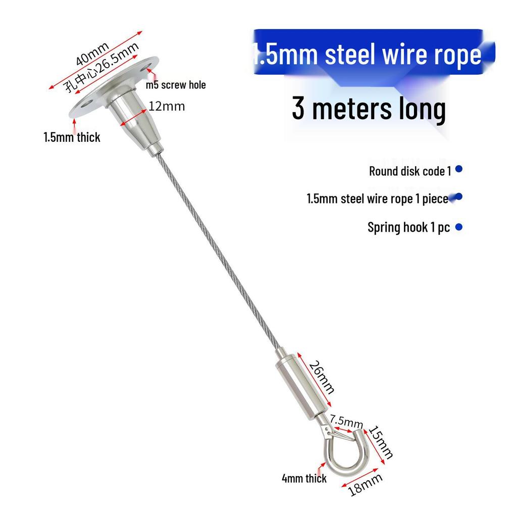 Adjustable Steel Wire Rope Hanging Kit with Chandelier Lock and Buckle