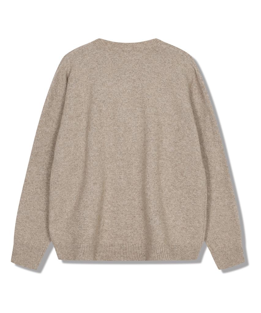 POLYGRAM Soft Wool Blend Henley Neck Knit - Oatbeige