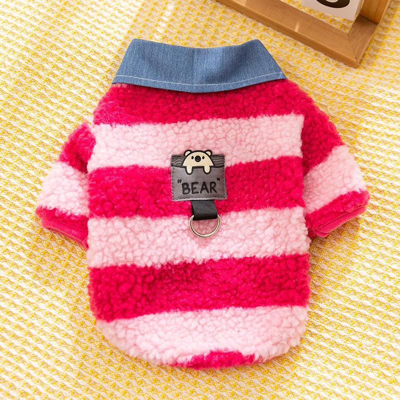 Pet Clothes Autumn and Winter Warm Dog Clothes Cute Bear Traction Sweater Fleece Puppy Cat Clothing