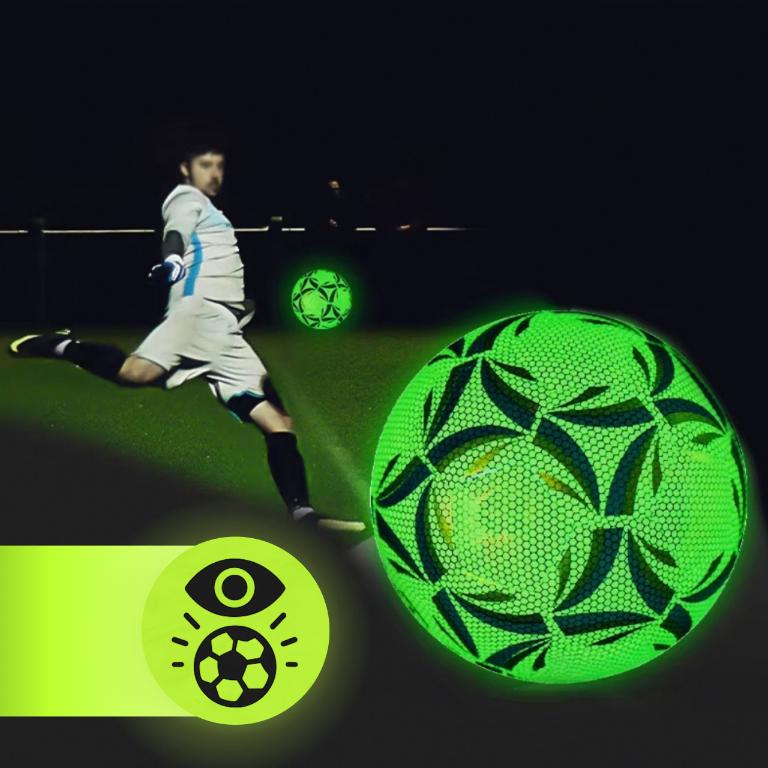 Reflective football for feet, fluorescent, glow in the dark, solid