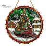 Artistic Decorative Sheets 2D Flat Acrylic Christmas Tree Pendant with Lanyard, Lightweight Lanyard Pendants Winter Snowscape Hanging Ornament