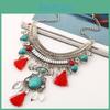 Ethnic Simulation Style Gemstone Decoration Women Necklace With Design Tassel