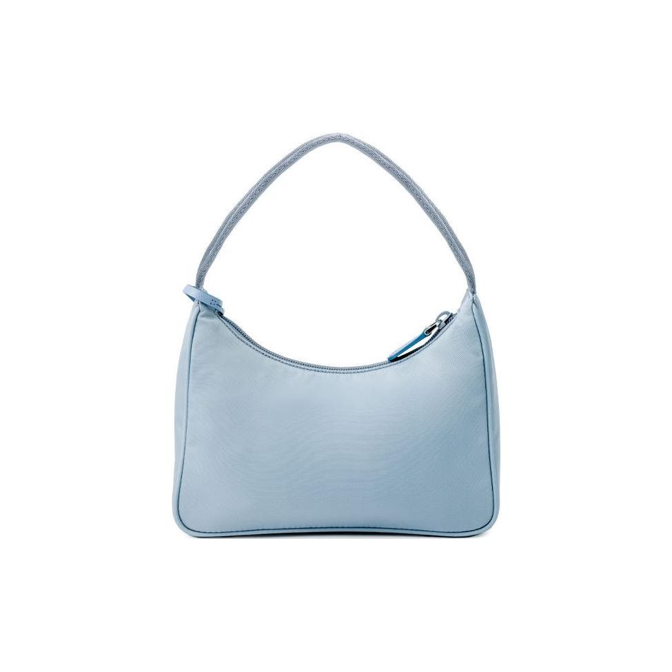 Prada Classic Silver Buckle Triangle Logo Nylon Hobo Bag Women Bags Gray Blue 1NE515-2DH0-F0637